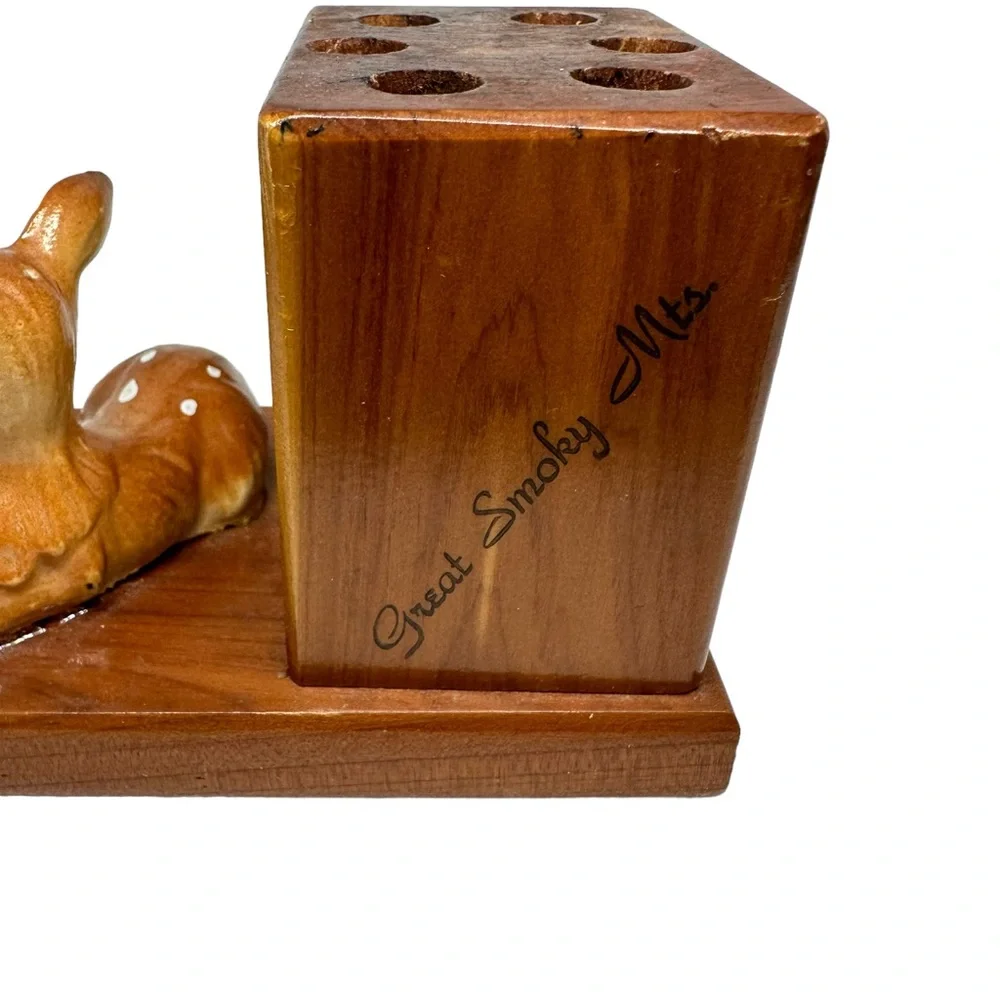 Vintage Wooden Pen & Pencil Set with Fawn